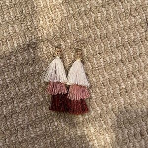 Tassel earrings, cream/pink/brown, Francesca’s. Matches well.